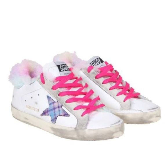 🤩HP‼️GOLDEN GOOSE GGDB Superstar Sneakers Leather Shearling shoes sherpa pink